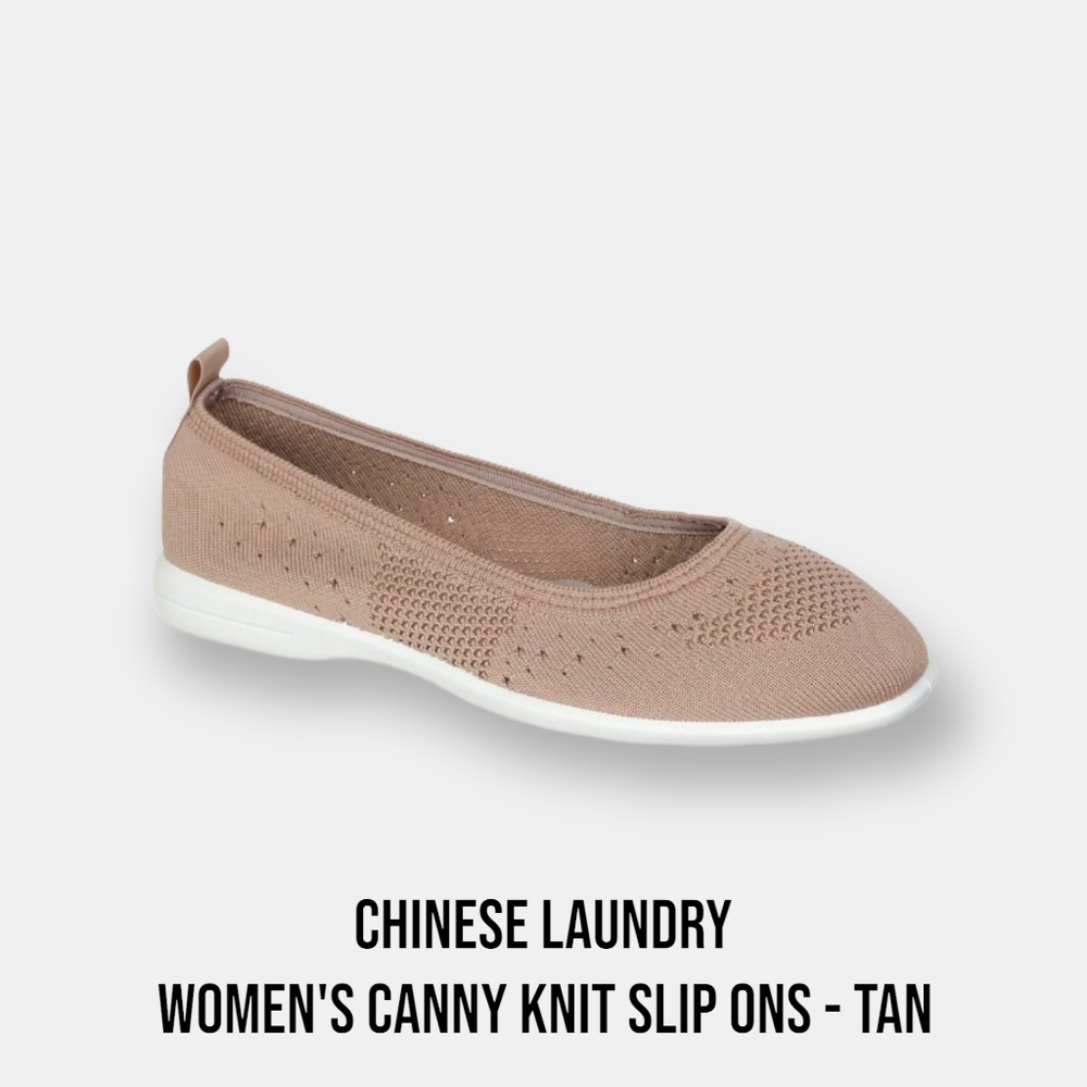 Chinese Laundry Women's Canny Knit Slip Ons - Tan | Size: 8.0